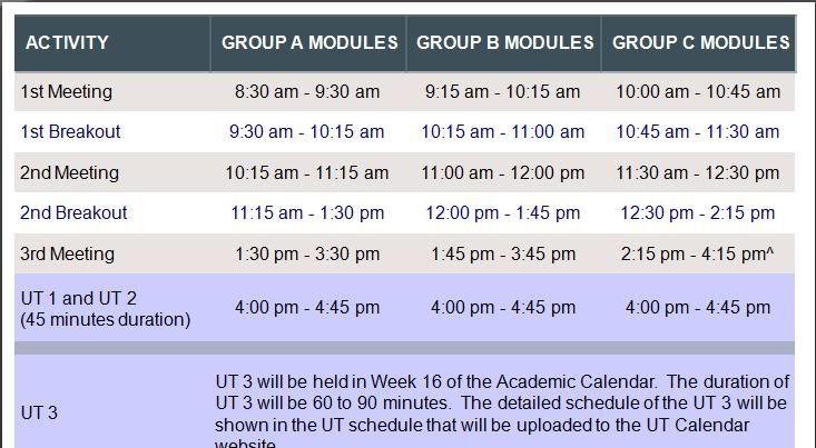 Timetable