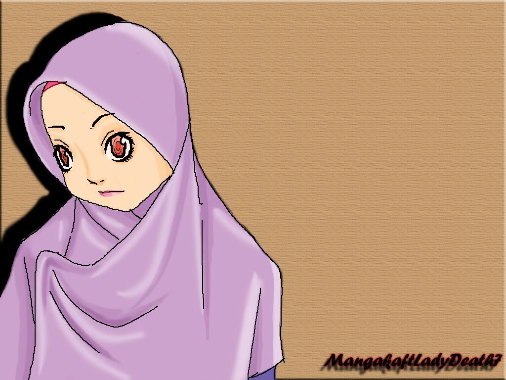 Gambar 14 Kartun Muslimah Imut Membawa Bunga Anak Cemerlang