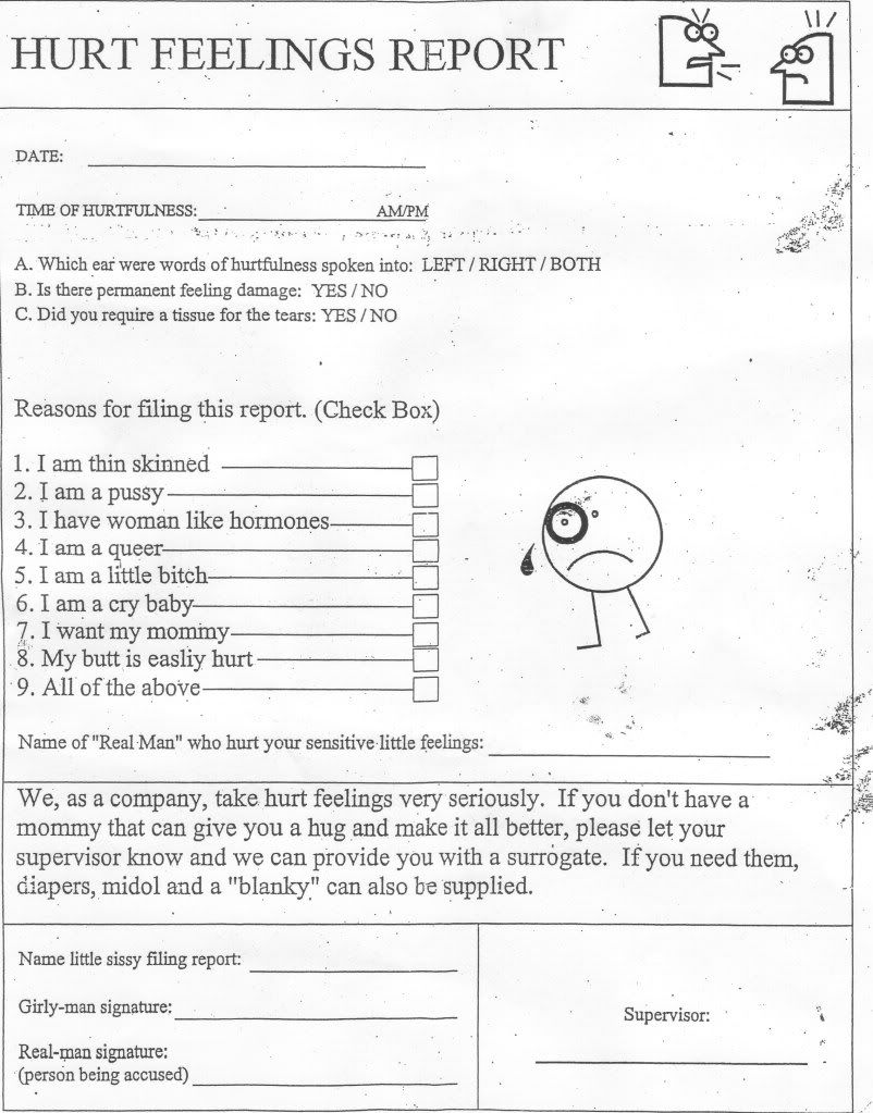 It's just a photo of Handy Printable Hurt Feelings Report It's just a picture of Handy Printable Hurt Feelings Report