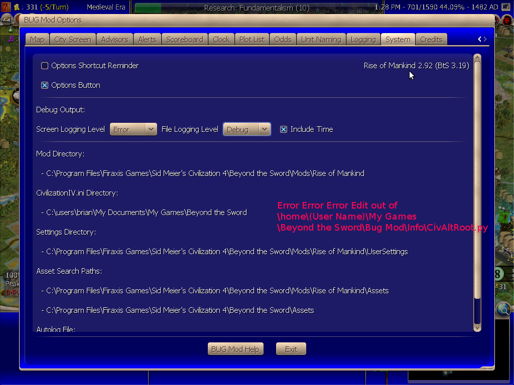 bugsettingswithErrorMessage.png