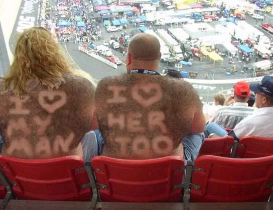 Hairy Couple at Nascar Pictures, Images and Photos